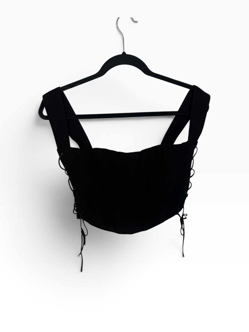 Rumours Black Structured Lace Up Corset Top